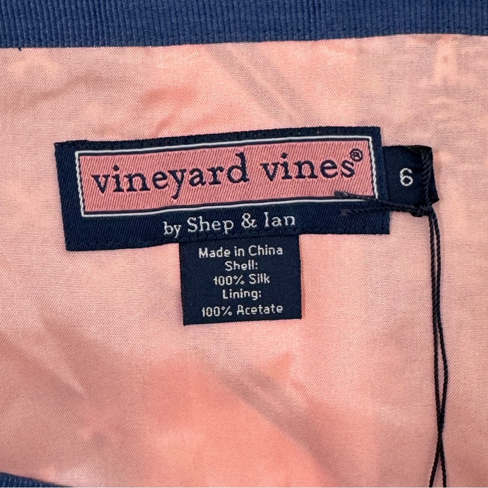 Vineyard Vines Silk Skirt Tie Gal Patchwork Mini Blue Pink Striped Nautical SZ 6 - Picture 11 of 14